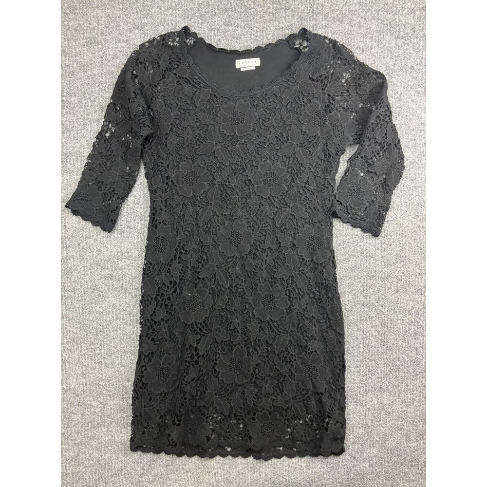 Velvet By Graham & Spencer Dress Womens XL Black Floral Lace Sheath Party Mini